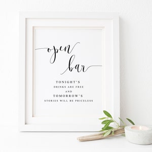 Wedding Open Bar Sign,Wedding Bar Sign,Wedding Drinks Sign,Wedding Signs,Printable Bar Sign,Reception Bar,Open Bar Sign,Bar Wedding Print