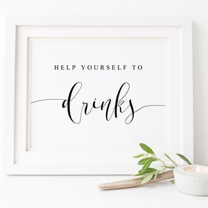Bedienen Sie sich zu Drinks Schild. Getränke Schild. Brautparty Schild. Hochzeitsschilder. Open Bar Schild. Hochzeit Open Bar Schild. Hochzeit Printable. Schilder