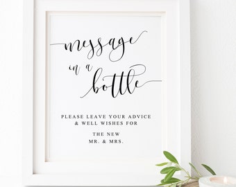 Message In A Bottle Sign-Wedding Guestbook Sign-Wedding Signs-Message in a Bottle Printable-Message in a Bottle Wedding-Guestbook Sign.