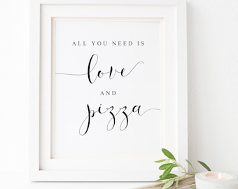 Minimalist Love at First Slice Sign, Modern Pizza Bar Wedding Sign