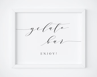 Letrero de barra de helado de boda-Signo de despedida de soltera-Signo de mesa de postres-Signo de helado de boda-Signo de mesa de helado-Signos de boda-Gelato imprimible.