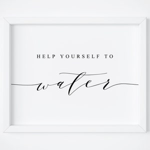 Help Yourself To Water Sign. Beverage Sign. Wedding Drink Sign. Wedding Signs. Drinks Sign. Summer Weddings. Wedding Outdoor Sign. Printable