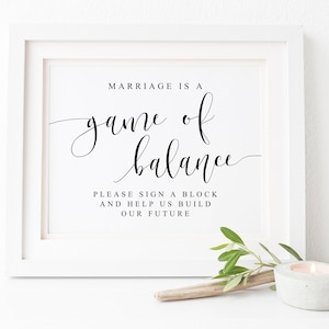 Marriage Is A Game Of Balance-Jenga Guestbook Sign-Jenga Block Sign-Jenga Wedding Sign-Help Us Build Our Future-Wedding Signs-Wedding Jenga.
