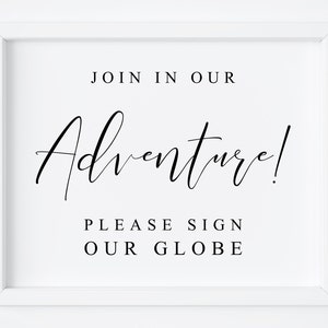 Únase a nuestra aventura, firme nuestro globo de invitados. Letrero del globo de invitados. Letrero del mapa de invitados, libro de visitas de boda, letrero de recepción, firme nuestro globo.
