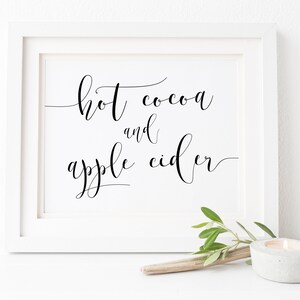 Hot Cocoa Bar Sign.Apple Cider Sign.Drink Sign.Party Drink Sign.Wedding Drink Sign.Rustic Winter Wedding.Winter Wedding Signs.Party Sign.