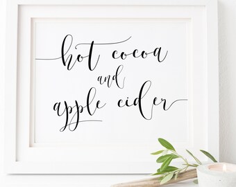 Hot Cocoa Bar Sign.Apple Cider Sign.Drink Sign.Party Drink Sign.Wedding Drink Sign.Rustic Winter Wedding.Winter Wedding Signs.Party Sign.