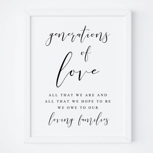 Generations Of Love Wedding Sign-Generations Of Love Printable-Wedding Signs-Wedding Printables-Wedding Signage-Wedding Reception