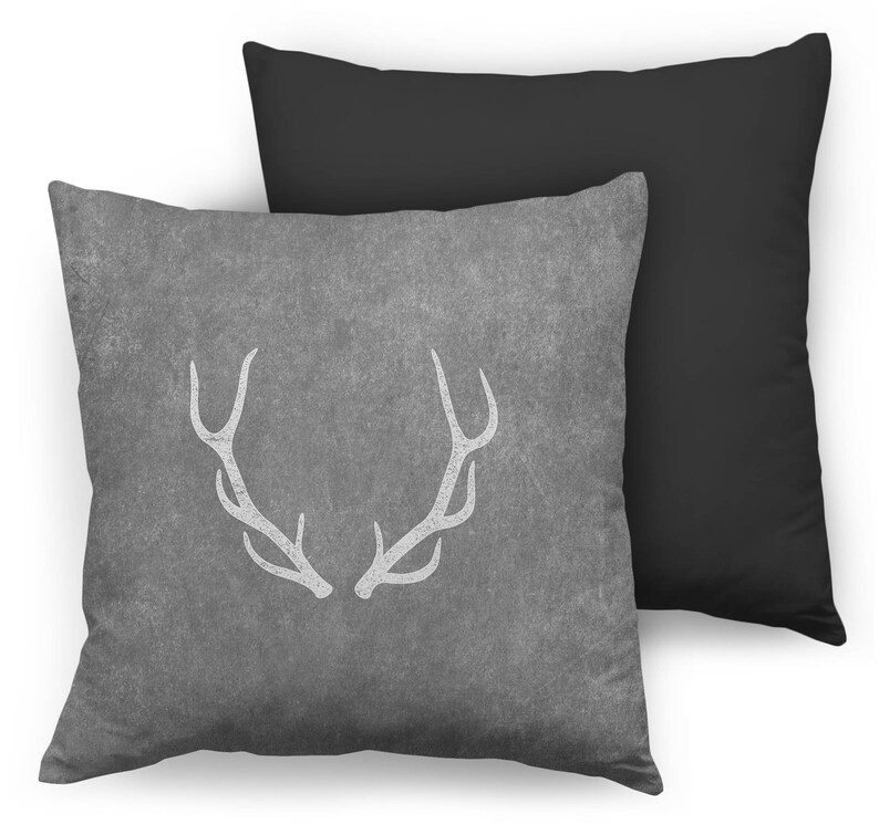 Antler Pillow Antler on Grey Throw Pillow Cover Etsy