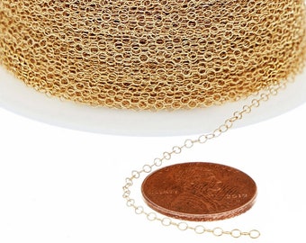 Cadena de eslabones chapada en oro de 14 quilates de 1,6 x 2 mm (GF1020) Precio por pie