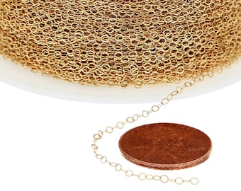 1 pie de cadena portacables plana rellena de oro de 14 quilates de 1,6 x 2 mm a granel (GF1020F)