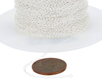 1.4 x 2.2mm Thin Sterling Silver Cable Bulk Chain (SS916) Priced Per Foot