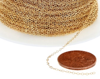 Cadena plana de oro de 14 quilates de 1,2 x 1,5 mm (GF1025F) Precio por pie