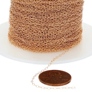 1.6x1.9 mm 14K Rose Gold Filled Cable Chain (RGF1020) Price Per Foot