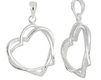 1 colgante de plata de ley con doble corazón de 25,5 x 21,6 mm (SSP100281)