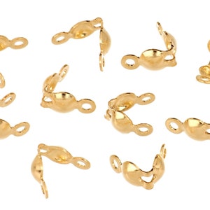14K Gold Filled Clamshell Bead Tips w/ 2 Rings - 10Pcs (GF4001501)
