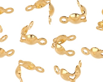 14K Gold Filled Clamshell Bead Tips w/ 2 Rings - 10Pcs (GF4001501)