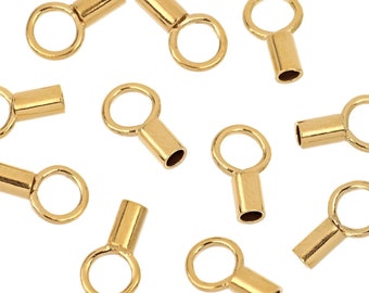 14K Gold Filled Crimp End Caps W/Ring 1.4mm ID - 5Pcs (GF4005111)