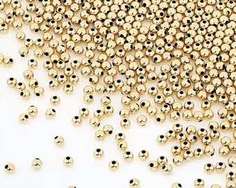3 mm 100 Beads Pack Of 14K Gold Filled Round Beads Seamless (GF520103) Made In USA