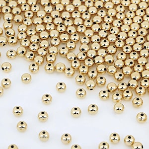 25 Pcs Bag of 5 mm 14K Gold Filled Round Beads (2011000005) Seamless Made In USA