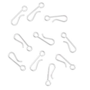 May include: Silver-toned metal jewelry findings, specifically, a scattering of twelve open jump rings. Each ring features a small loop at one end and a slightly larger, open loop at the other. These versatile findings are ideal for jewelry making, allowing for easy attachment of various components. The rings are uniformly sized and exhibit a consistent metallic sheen, suggesting a smooth, polished finish.  They are scattered on a white background.