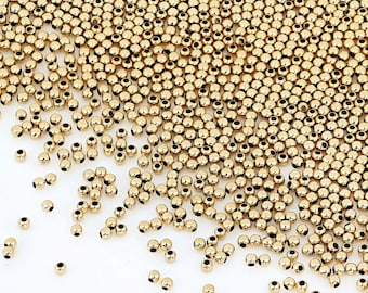 100 Pieces Bag 2 mm Gold Filled Round Beads (GF520102) Seamless Made In USA