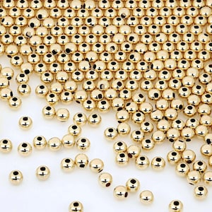 Saco de 4 mm com 50 contas, preenchido com ouro 14K, redondo e sem costura (2011000004)