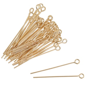 10 Pc Bag of 1 Inch 22ga 14K Gold Filled Eye Pins (GF22G10EYP)