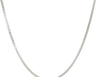 1mm 925 Sterling Silver Rhodium Plated Box Chain Necklace (SSNBOX)