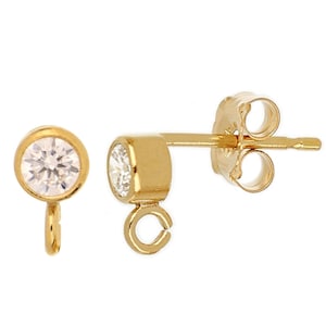 14k Gold Filled 3mm CZ Posts W/Ring - 1 Pair (GF4001617)