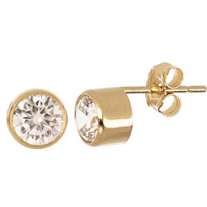 1 Pair Bag of 5 mm 14K Gold Filled CZ Earring Posts (GF4001636)