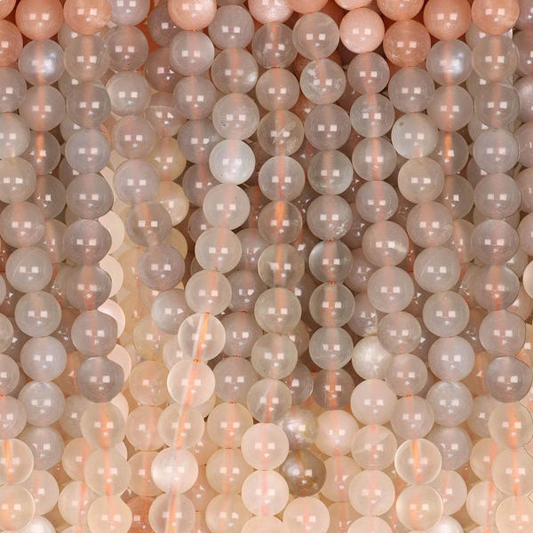 16 IN Strand 6-6.5 mm Moonstone Round Smooth Multicolor Gemstone Beads (MN100124)