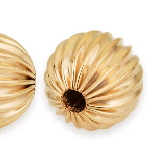 1 Pc 10 mm Gold Filled Round Corrugated Straight Bead (GF530110)