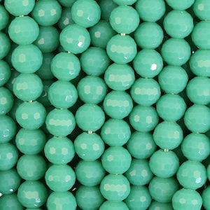 8mm Round Faceted Glass Beads - Jade Green(GLRD800139)