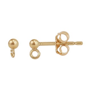 14k Gold Filled 2mm Ball Posts W/Ring (GF4001637) Priced Per Pair
