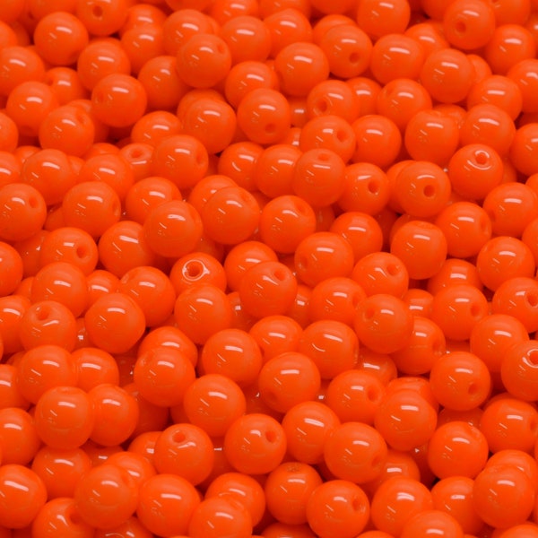 32 Pcs 4mm Czech Round Druck Glass Beads -Bright Orange(CH6104135)