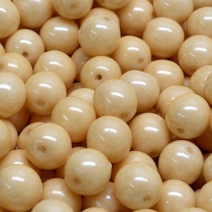 16 Pcs 8mm Czech Round Druck Glass Beads -Light Cream(CH6108103)