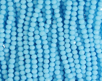 Perline di vetro sfaccettato Rondelle da 4 mm - Blu cielo nuvoloso (GLR400137)