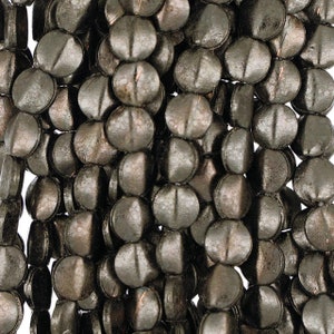8 Inch Strand 6MM Gunmetal Colored Coin Shaped Metal Bead(BMM520605)