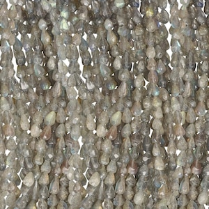 13 1/2 IN Strand 5x7 mm Labradorite Teardrop Faceted Center Drilled Gemstone Beads (LABTDF0507)