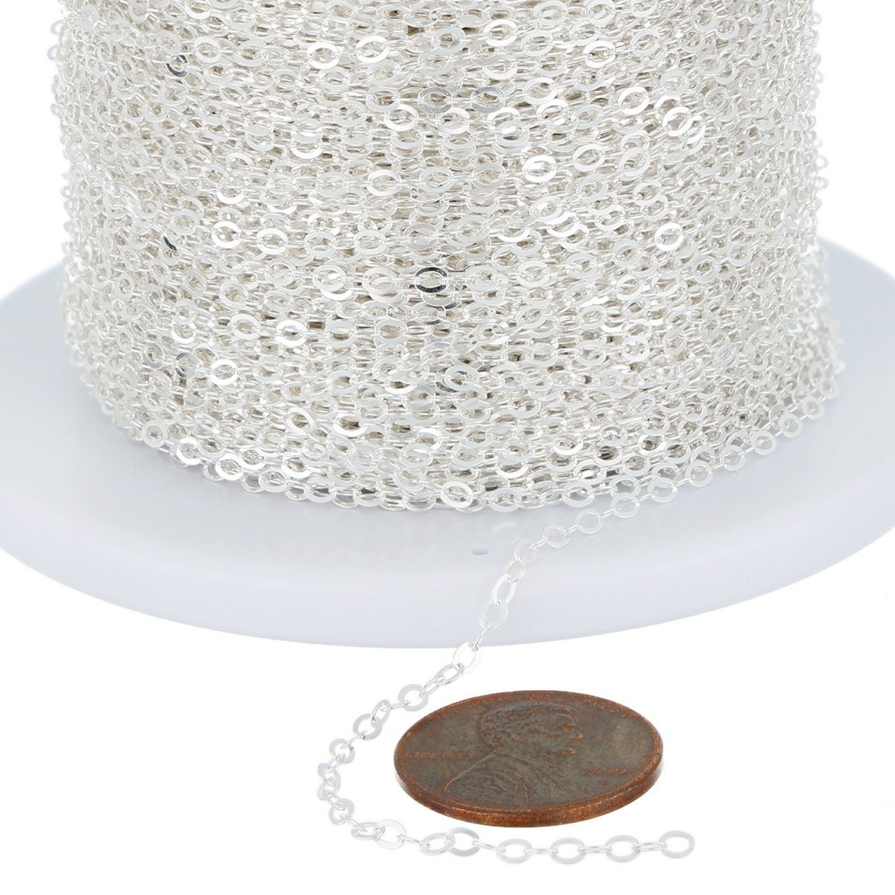 2.5x1.9 mm Sterling Silver Flat Cable Bulk Chain (SS1214F) Priced Per Foot