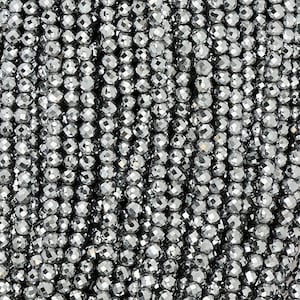 15 In Strand of 3 MM Hematite Round Faceted Beads Silver Colored(HEM100122)