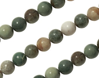 15 IN Strand 10 mm Indian Agate Round Smooth Gemstone Beads (IND100104)