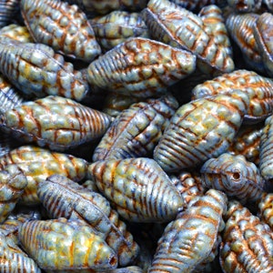 8 Pcs 16x8mm Miter Shell Pressed Czech Glass Beads -Livid Blue(CH7404105)