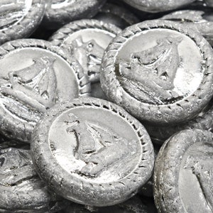 7 Pcs 20mm Boat Medallion Pressed Czech Glass Beads -Silver(CH9009104)