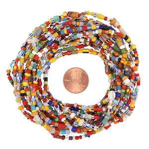 43 Inch Strand 2-4.8 mm Mixed Colored Chevron African Glass Beads (GAF100123)