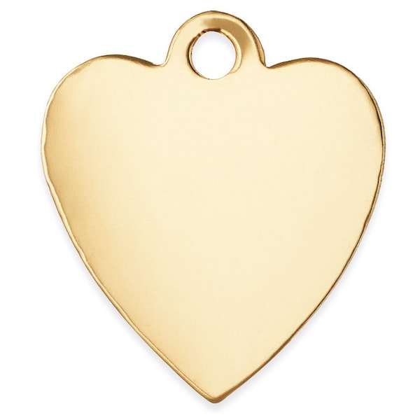 1 sac de breloque coeur 13,5 x 15 mm en or 14 carats (GFP825)