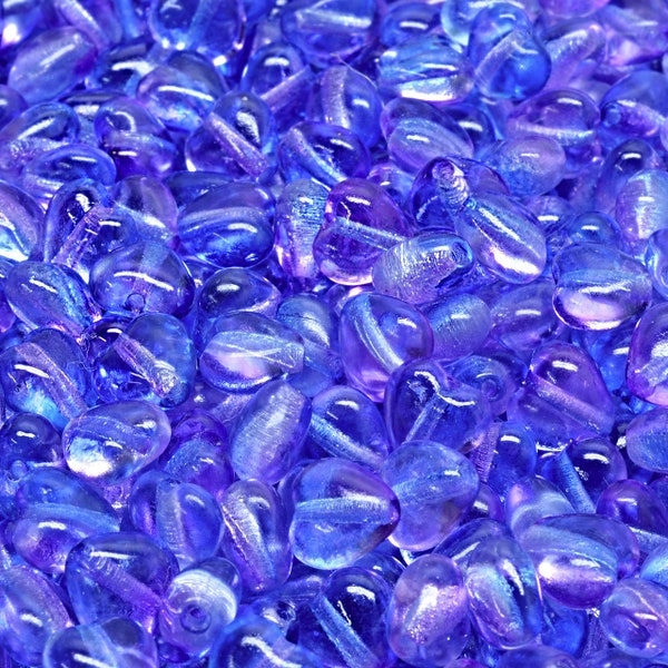 22 Pcs 6mm Heart Pressed Czech Glass Beads -Blue/Purple(CH5000102)
