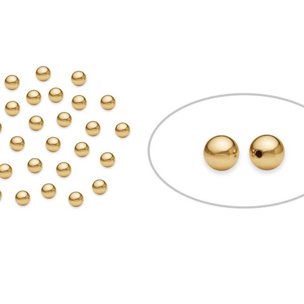 100 Stück Packung mit 2,5 mm goldgefüllten runden Perlen (GF52010250), nahtlos