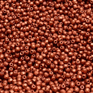 50 Pcs 2mm Firepolished Round Czech Glass Beads -Matte Copper(CH6202103)