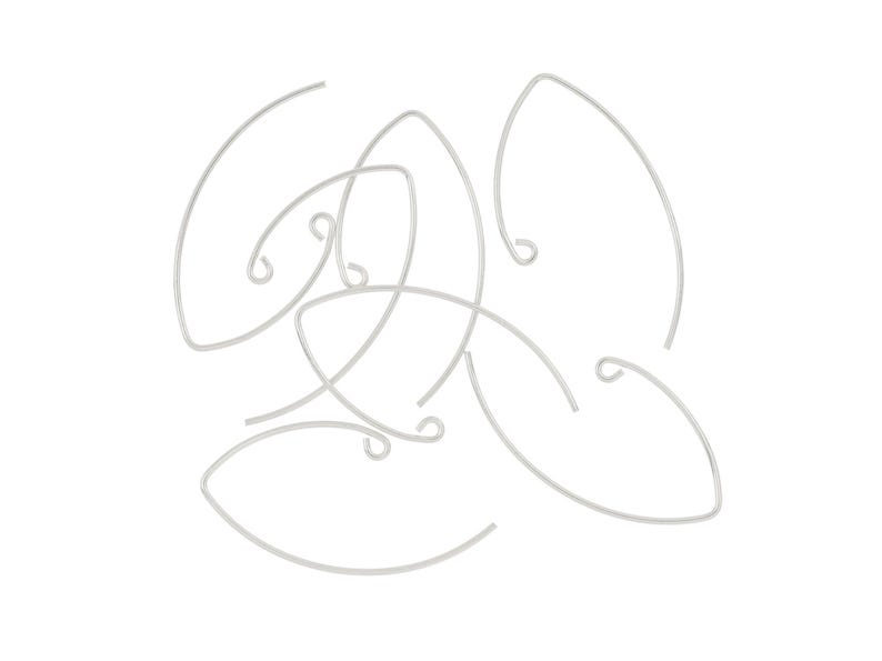 May include: A set of silver-toned earring hooks, twisted and intertwined, ready for jewelry making.